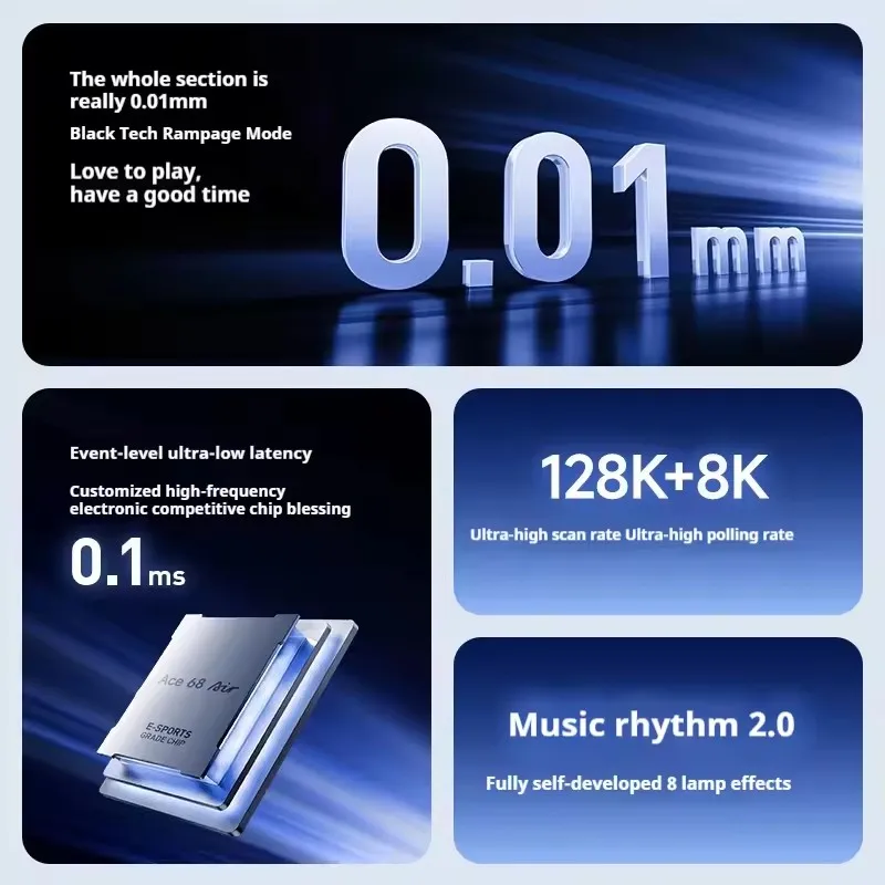 MCHOSE Ace 68 Air Hall Effect Magnetic Switch Gaming Keyboard with Adjustable Actuation HotSwap RGB Snap Tap for PC/Mac Gamer