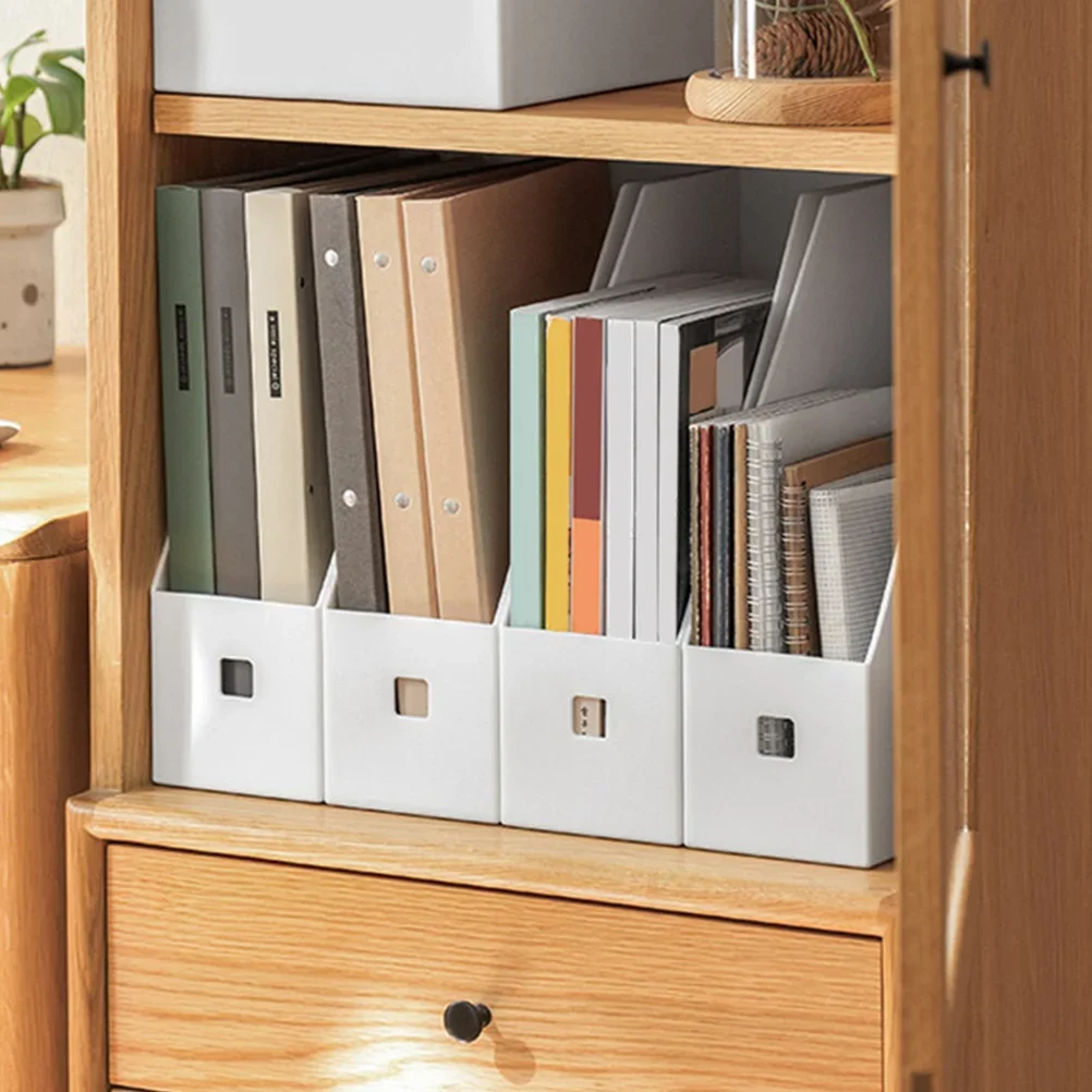 5Pcs Classroom Organizer Vertical Paper Organizer Office Shelf Desktop File Vertical Bookshelf Archive File Storage Box