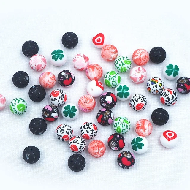 Chenkai 50PCS Autism Charms Beads Silicone Focal Beads For Beadable Pen  Character Beads For Pen Making DIY Dummy Pacifier