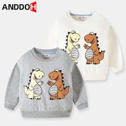 2t 7t presente para o ano novo crianças pulôver primavera outono dinossauro dos desenhos animados camisola meninos roupas de algodão topos roupas para adolescentes
