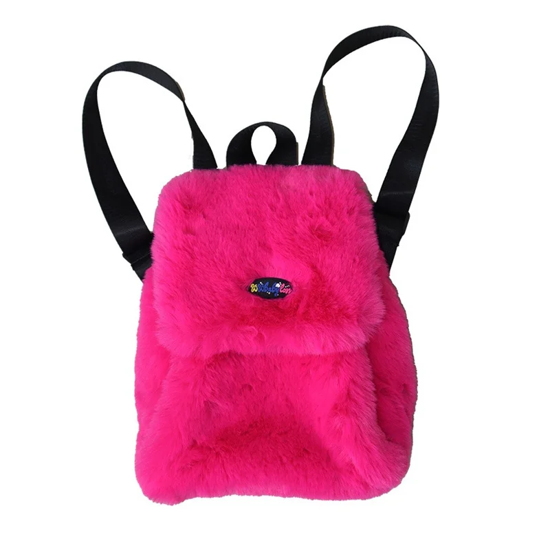 High Quality Women's Luxury Plush Backpack 100% Rex Rabbit Fur Premium Backpack Fluffy Soft Rabbit Fur Backpack