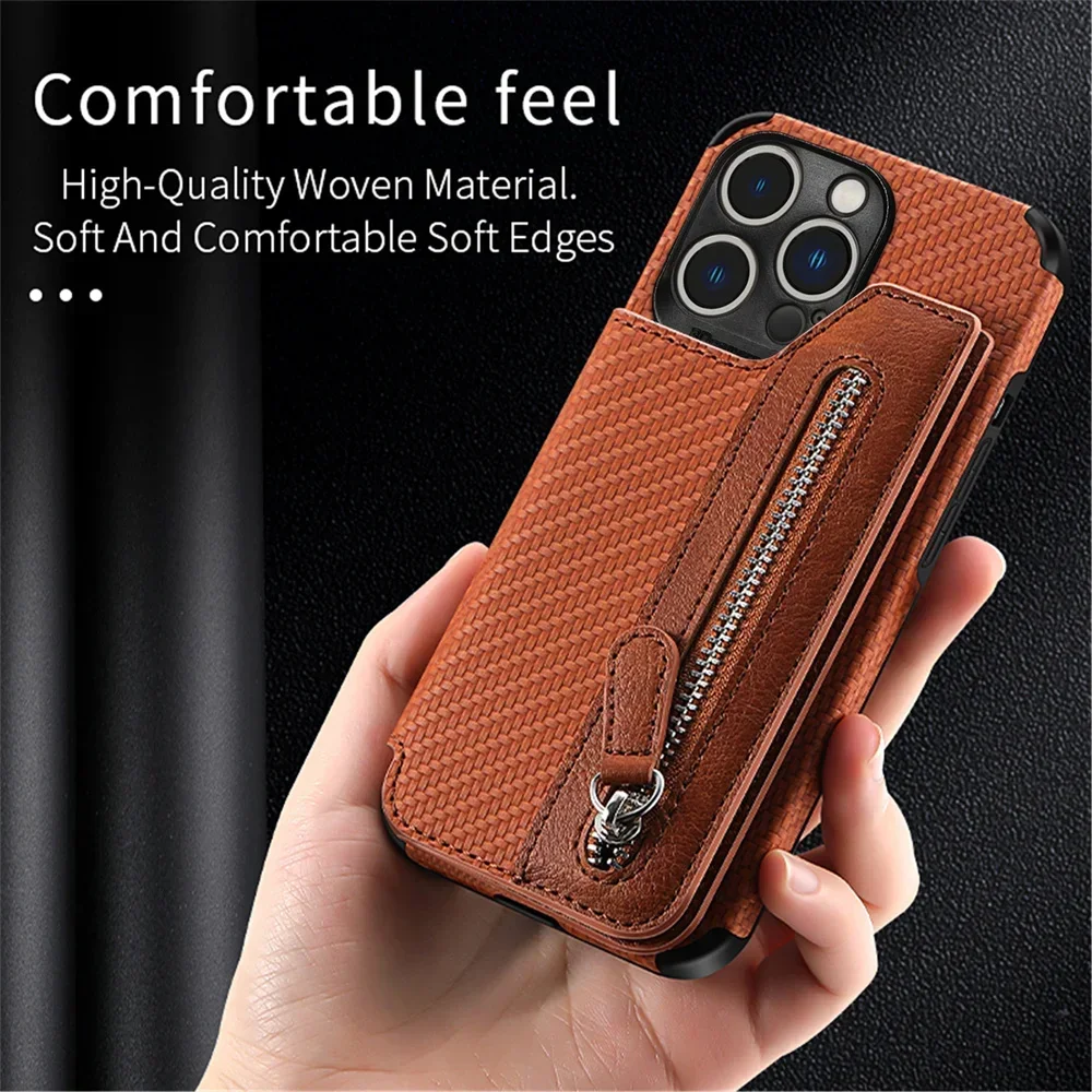 Zipper Wallet Leather Phone Case with Stand and Card Holder