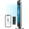 Dreo 120° Oscillating Tower Fan, 42 Inch Bladeless Fan for Bedroom, 25dB Quiet DC Motor, Standing Fan with Remote 1