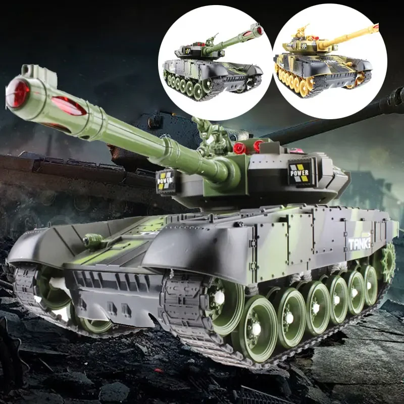 Char robot RC télécommandé en action, effets lumineux LED et sons dynamiques, parfait pour des courses endiablées.