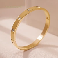 MOONLIGHT Classic Lovers Bracelets Woman Bracelets Stainless Steel Bangles and Bangles Cubic Zirconia Golden Woman Jewelry Gifts 1
