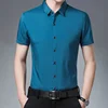 Men's Business Casual Solid Color Short Sleeved Shirt Non Ironing Comfortable Top 2