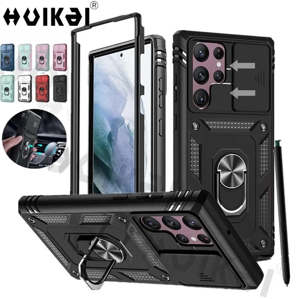 Slide Camera 360 Full Case For Samsung Galaxy S24 Ultra S23 FE