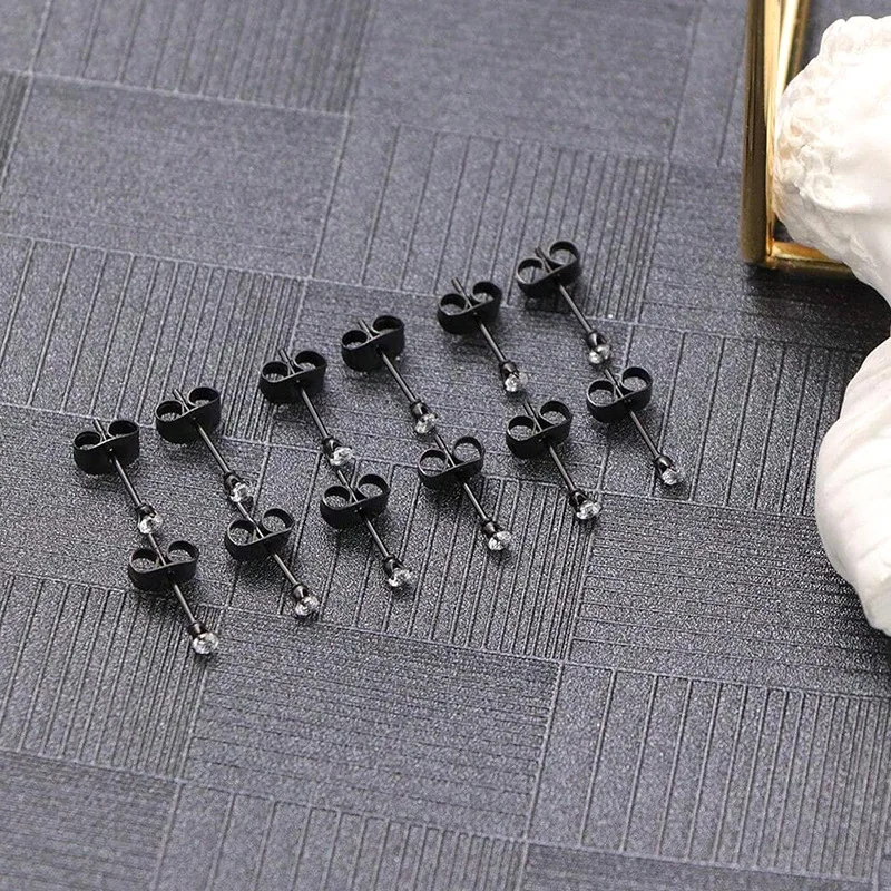 Super Mini 2-5MM CZ Edelstahl Push-Back Piercing-Knorpel-Ohrstecker-Set für Männer und Frauen, zarter romantischer Schmuck, neu. – Detail 9