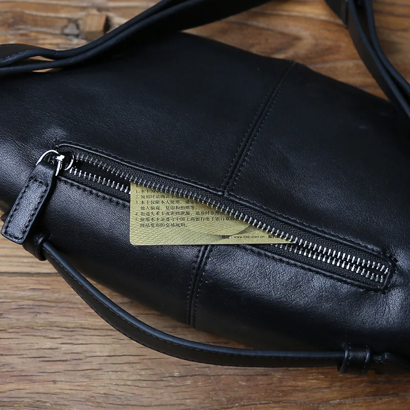 NZPJ New Men's Genuine Leather Chest Bag Top Layer Cowhide Crossbody bag Casual Phone Bag Trendy Shoulder Bag  For 8-Inch IPad