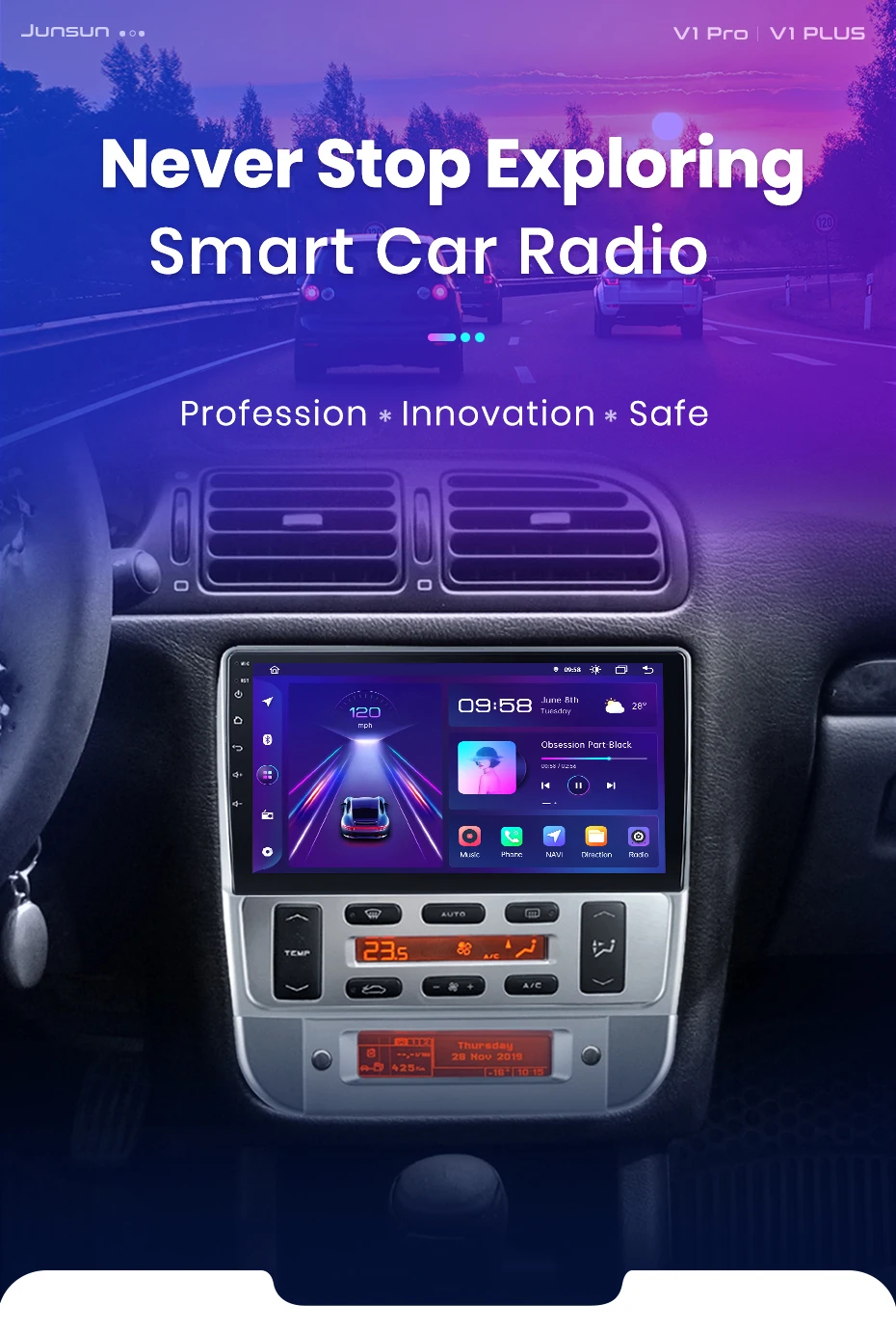 Junsun AI Wireless CarPlay für Apple Android 14 Auto Autoradio für Peugeot 406 1994 1995 1996 1997–2005 Multimedia Navi Stereo – Detail 1