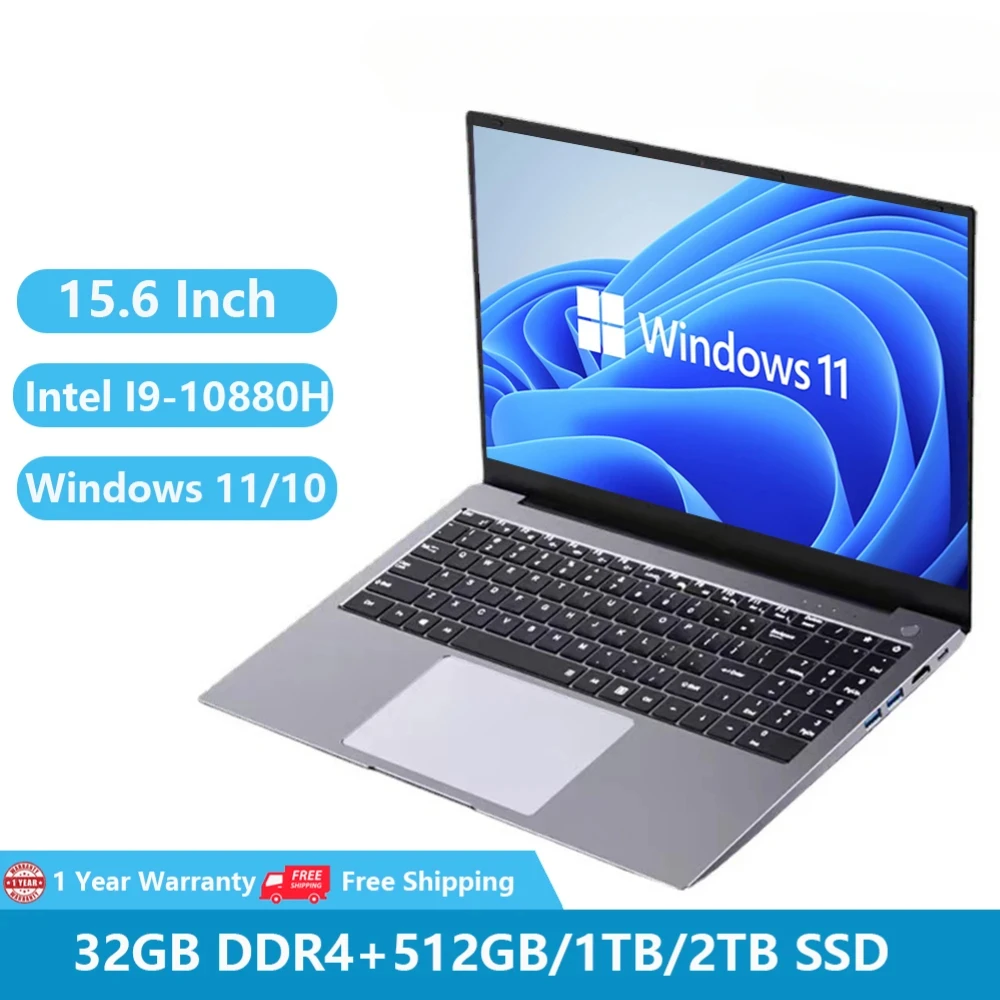 

2022 Gaming Laptops Windows 11 Pro Office Notebooks 15.6" Iris Xe Graphics Intel Core I9-10880H 32GB RAM +2TB Metal Body Type-C