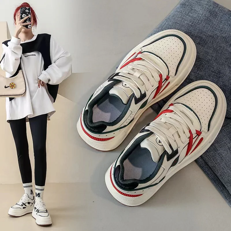 

2023 Autumn New Little White Shoes Women's Korean Versatile Fashion Shoes Student Running Leisure Sports Elevated Board Shoes