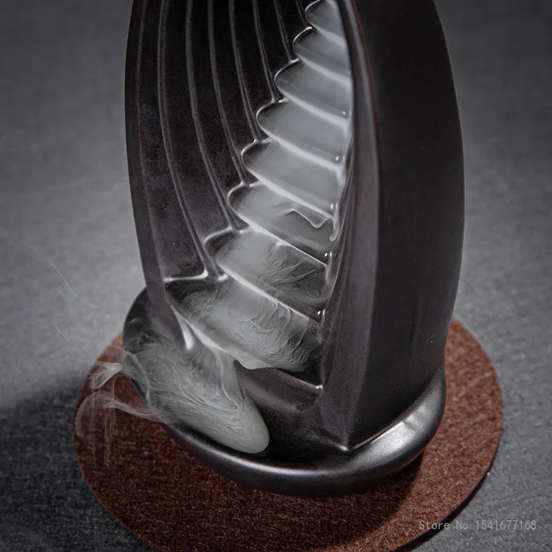 Creative Ceramic Backflow Incense Burner, Zen Home Bedroom Decor Ornaments, Aromatherapy Furnace, Sandalwood Agarwood Stove, 1Pc