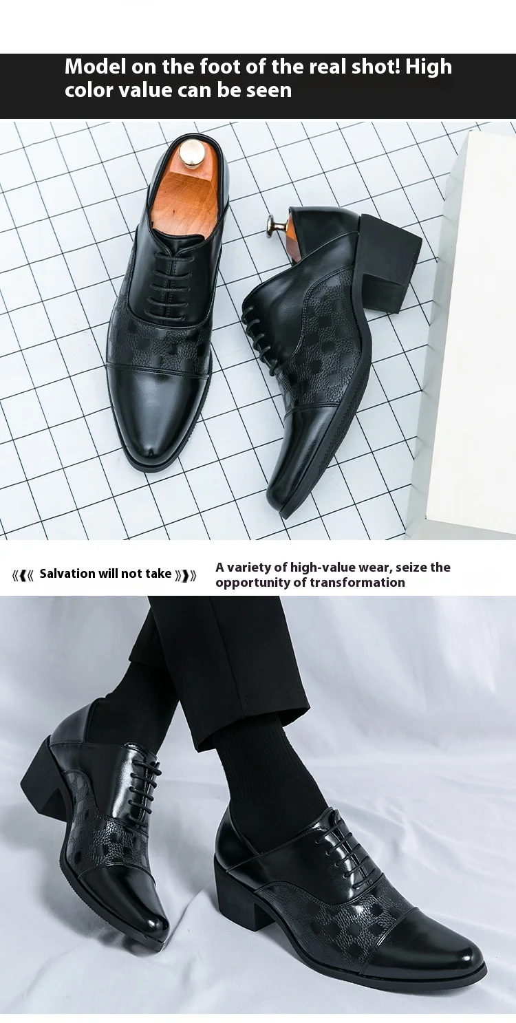 6CM High Heel Klassische Männer Luxus Business Leder Schuhe Derby Gentleman Ehrenwerte Oxford Party Hochzeit Schuhe für Männer Kleid schuhe – Detail 11