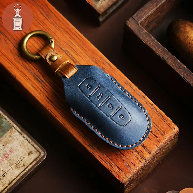 

Luxury Leather Car Key Case Cover Fob Protector Accessories Keyring for Ford Equator 2021 Keychain Holder Shell Handmade Pouch