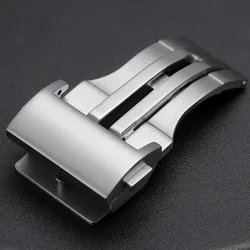 Stainless Steel Brushed Deployment Watch Buckles with Double Press Strap Clasps - 22mm (Silver)