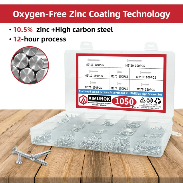 1050 Viti M2 Per Legno E Cartongesso - Set Mix Misure Con Testa A Croce - Foto 11