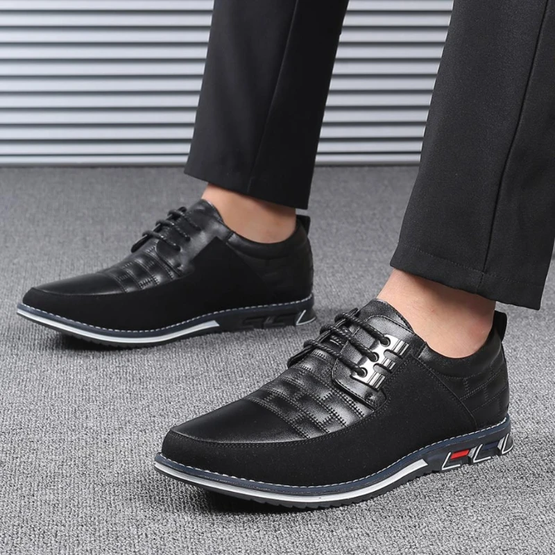 Zapatos Casuales Renzo FRONT, Cuero, Cordones, Punta Redonda, Hombre Tallas 7 A 12 (EU 40-47)