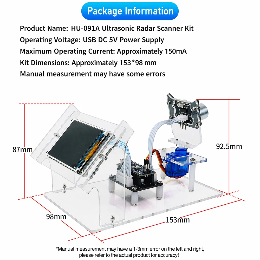 Kit Scanner Radar a Ultrasuoni Open Source Fai-da-te con Display LCD e Scansione in Tempo Reale per Progetti Maker e Apprendimento della Programmazione - immagine 4