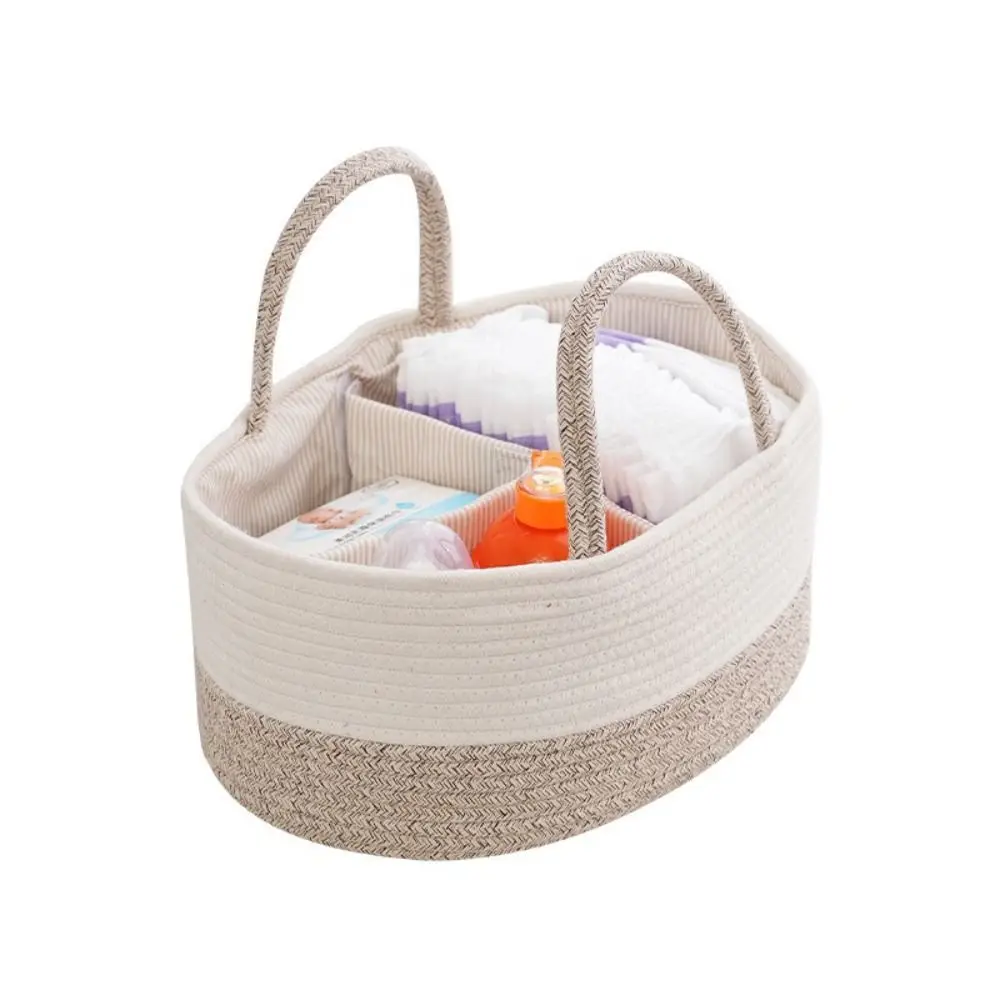 Daily Use Convenient Diaper Storage Basket Hand-Held Cotton Thread Baby Diaper Bag Large Capacity Tote Bag Mommy Handbag Picnic