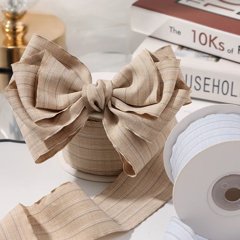 Nastro in tessuto a righe 30MM 45MM per fiocchi fai da te, accessori per scrunchie, confezioni regalo, bouquet, nastro a righe sottili - immagine 4