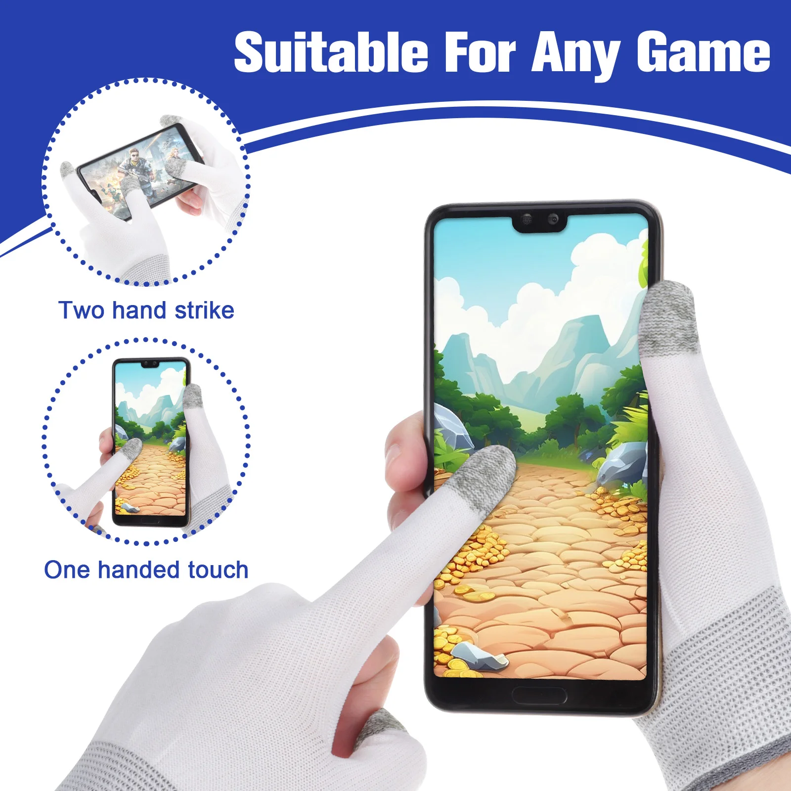 2 Pairs Touch Screen Gloves for Gaming Breathable Comfortable Elastic Design Non Simple Use Mobile Gaming Finger
