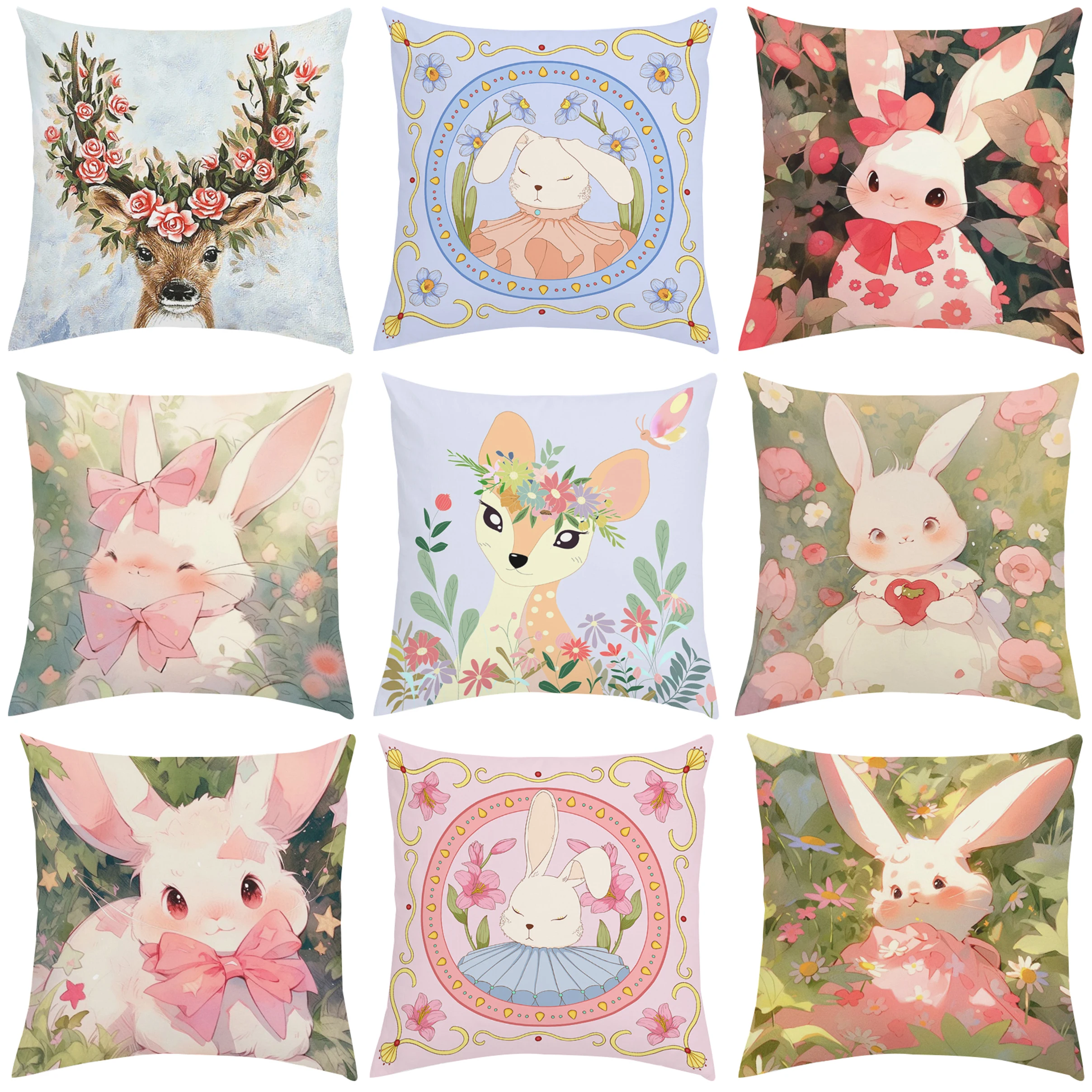 

Pillowcase Animal Rabbit Deer Flower Body Pillow Cover 40x40 Pilow Cases Decorative Cushion Covers Sofa Cushions Car Decoration
