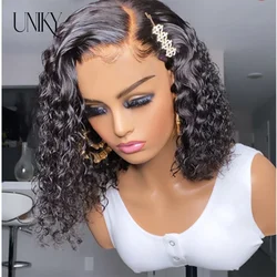 Short Curly Bob Brazilian Human Hair Lace Front Wigs 13X4 Lace Frontal 4x4 Closure Deep Wave Wig For Black Women 180 Density