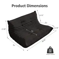 Bean Bag Chair, Oversized Loveseat Fireside Chair for Adults, 2 Seater with Memory Foam Filled, Lazy Sofa Lounge, Customized 2