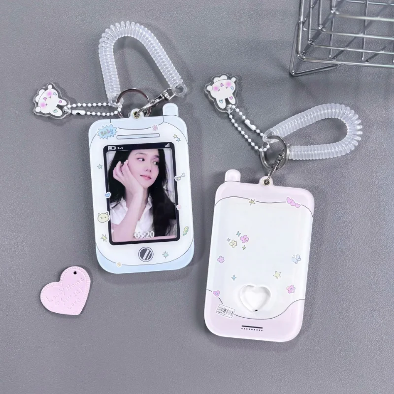 1 Pcs Acrylic Photocard Holder Key Chain INS Ins Idol Photo Card Holder Decorative Student ID Badge Holder Girls Card Sleeves 4