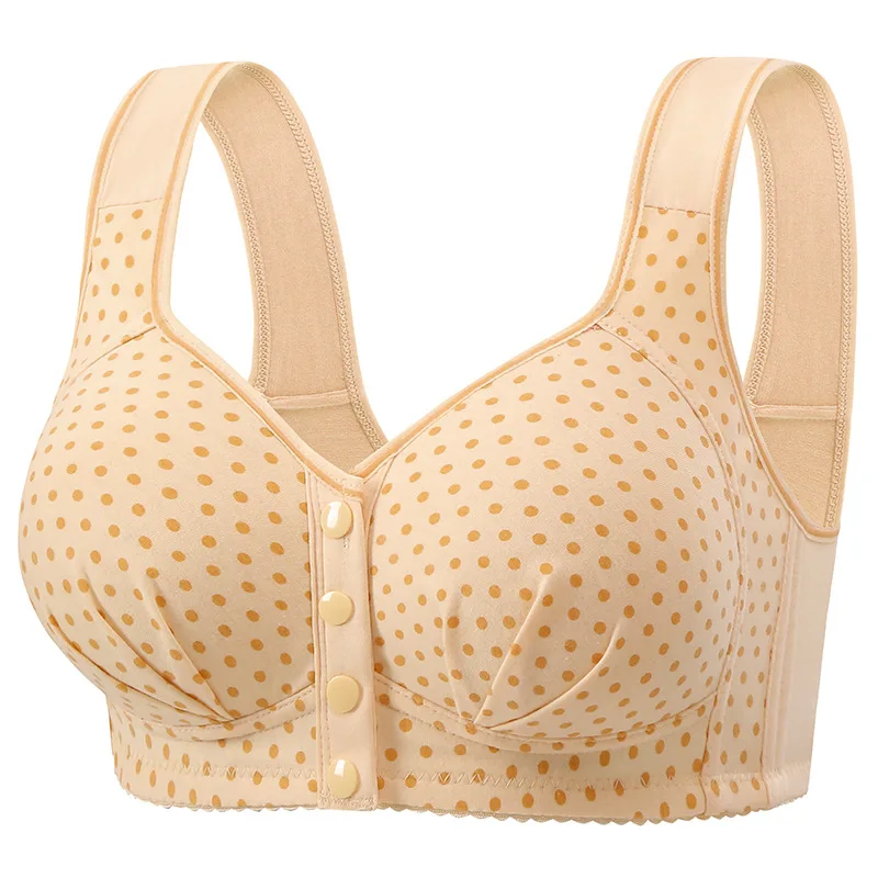 Women's One-piece Bra Fixed Cup Front Buckle Underwear Middle-aged Elderly Women Large-sized Bra Without Steel Rings Vest Bra 2