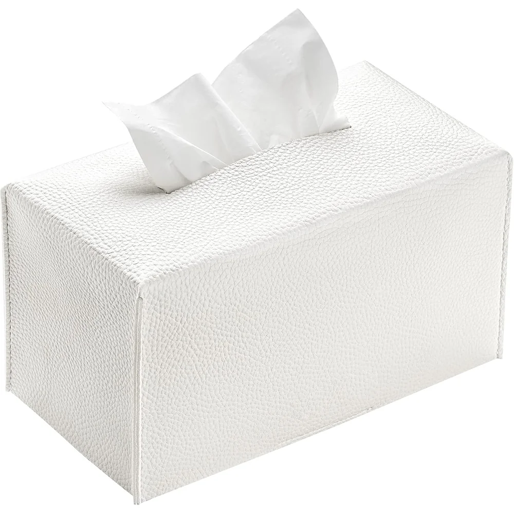 Tissue Box Cover PU Leather Rectangular Tissue Box Case Organizer Holder For Vanity Countertop Night Stands Livingroom Office tissue box tissue dispenser