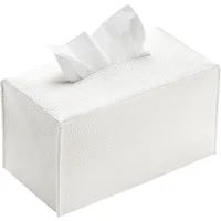 Tissue Box Cover PU Leather Rectangular Tissue Box Case Organizer Holder for Vanity Countertop, Night Stands, Livingroom, Office 1