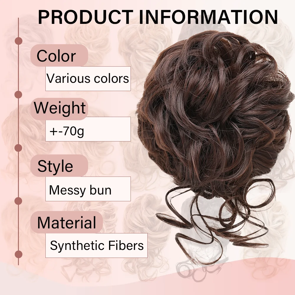 Synthetische unordentliche Dutt-Haarverlängerung, Klaue, Clip-in-Haarteil, Haarknoten, kurzes lockiges Haar für Frauen – Detail 3