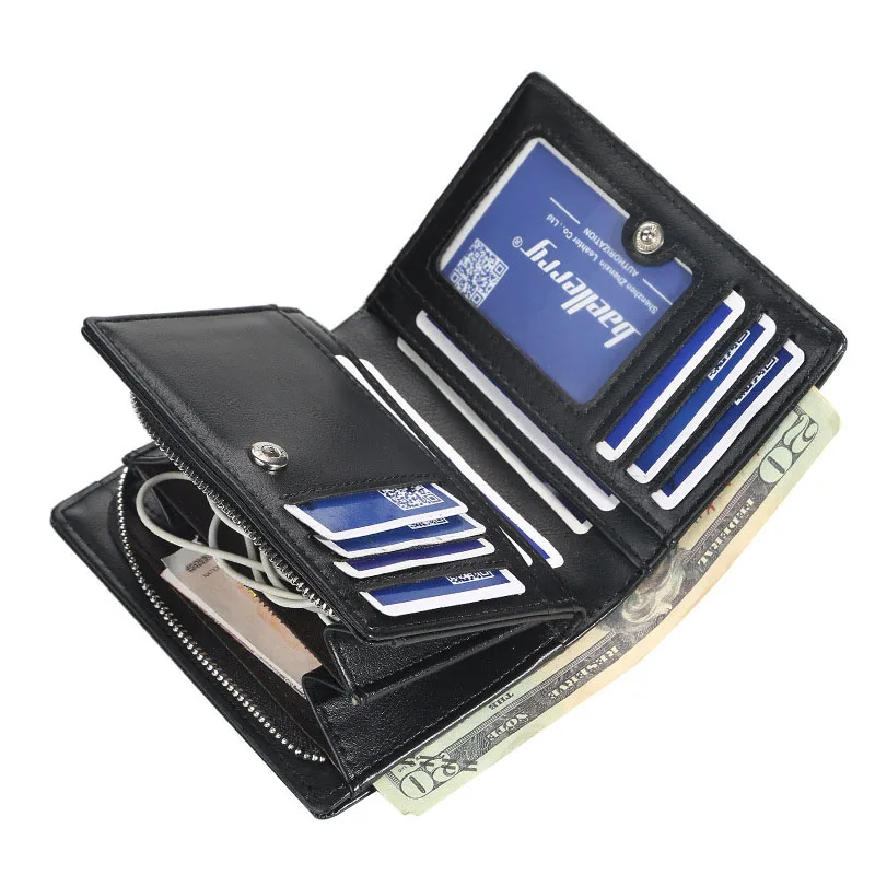 Leather Wallet 2025 PU Leather Men Wallet Zipper Short Design Card Holder Money Clip Bifold Wallet