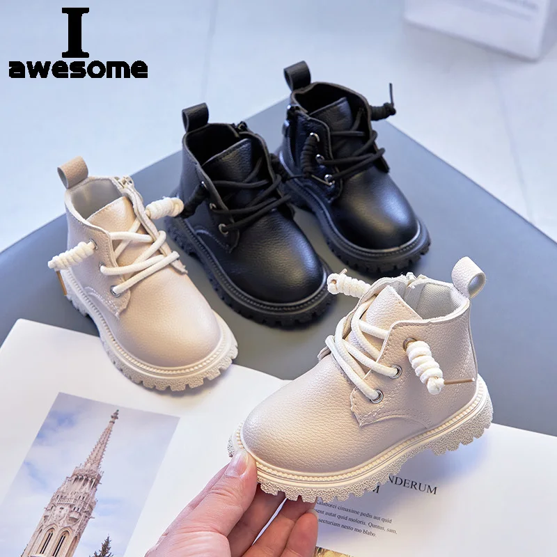 The New Baby Kids Short Boots Boys Shoes Autumn Winter Leather Children Boots Fashion Toddler Girls Boots Boots Kids Snow Shoes