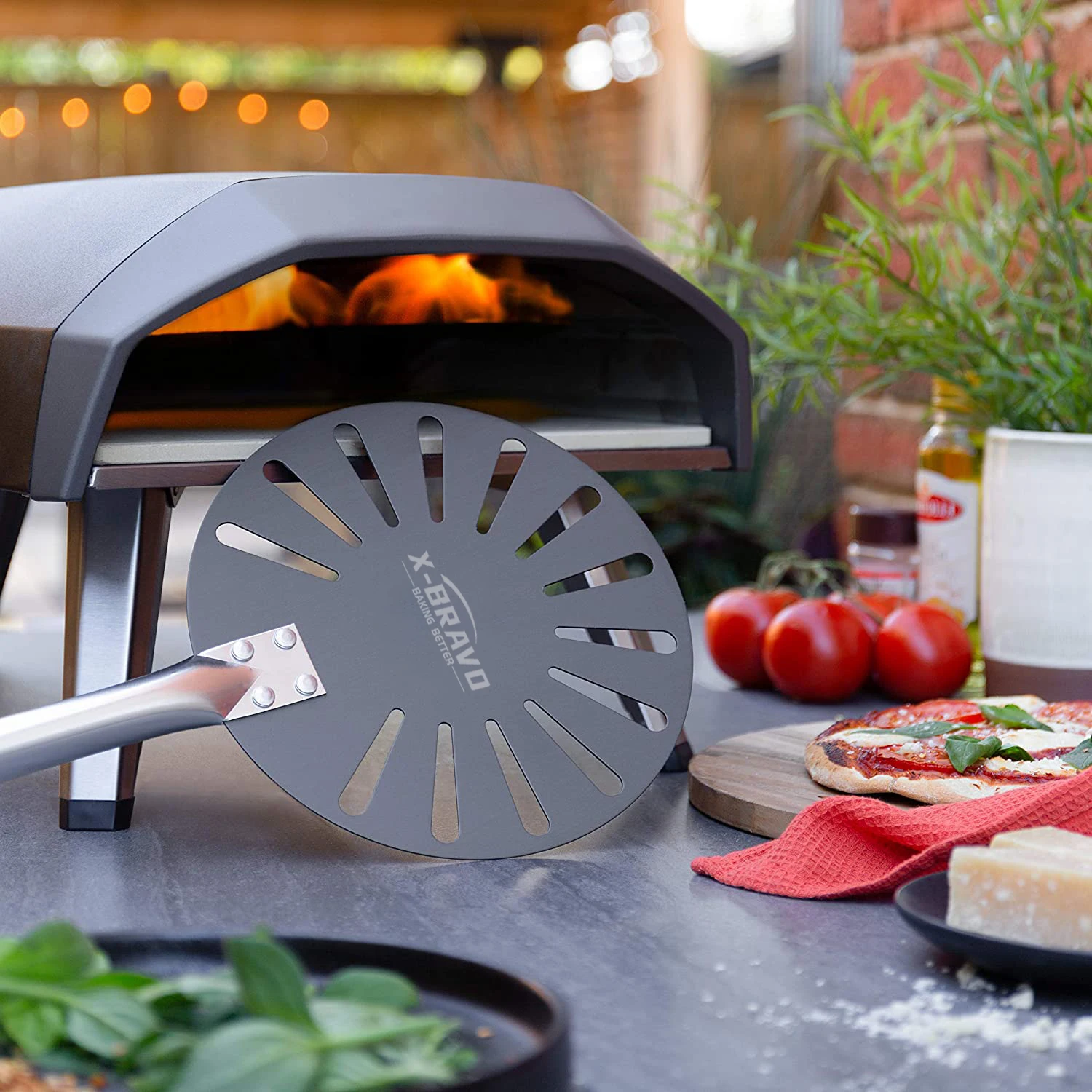 PizzAtHome 47 Inch Overall Pizza Turning Peel Wooden Handle 9 inch Pizza Shovel Aluminum Alloy Removable Peel Tool
