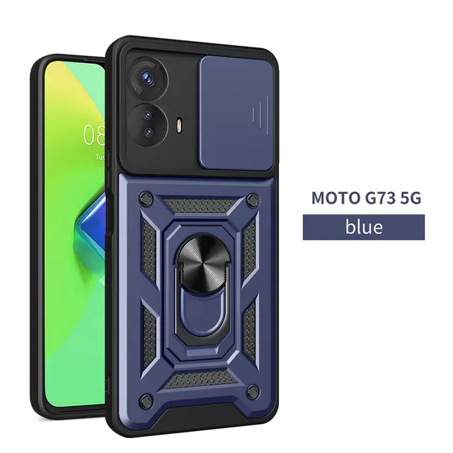 Moto G73 Cases Slide Camera lens Protector kickstand Heavy Duty