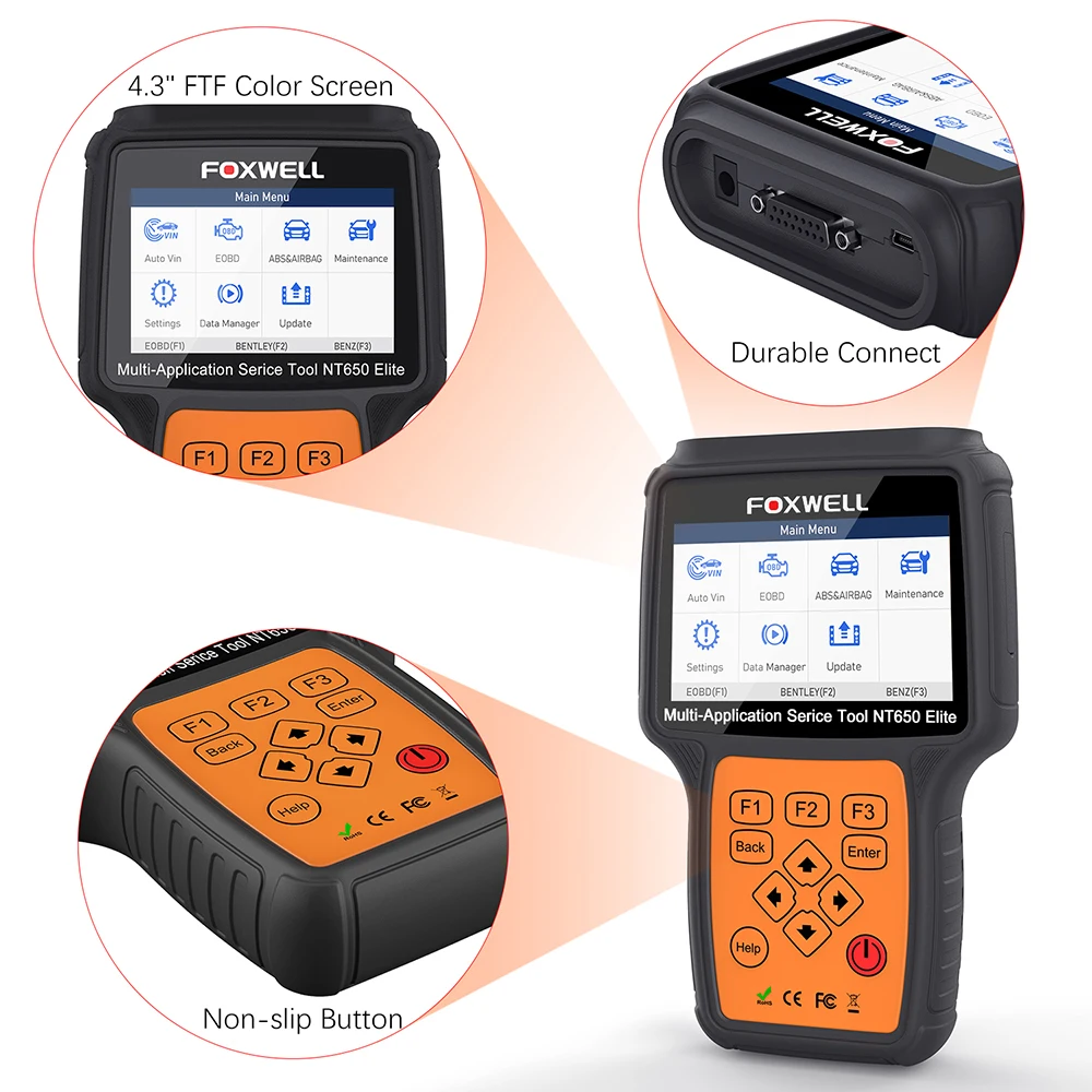 motorcycle oil temp gauge FOXWELL NT650 Elite Professional Scanner Automotive Tools Multi-Application Service  A/F Adjust BRT TPS OBD2 Car Diagnostic Tool engine temperature gauges