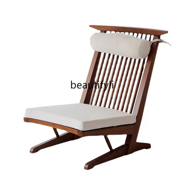 

Recliner High Back Couch Japanese-Style Solid Wood Balcony Home Backrest Leisure Chair