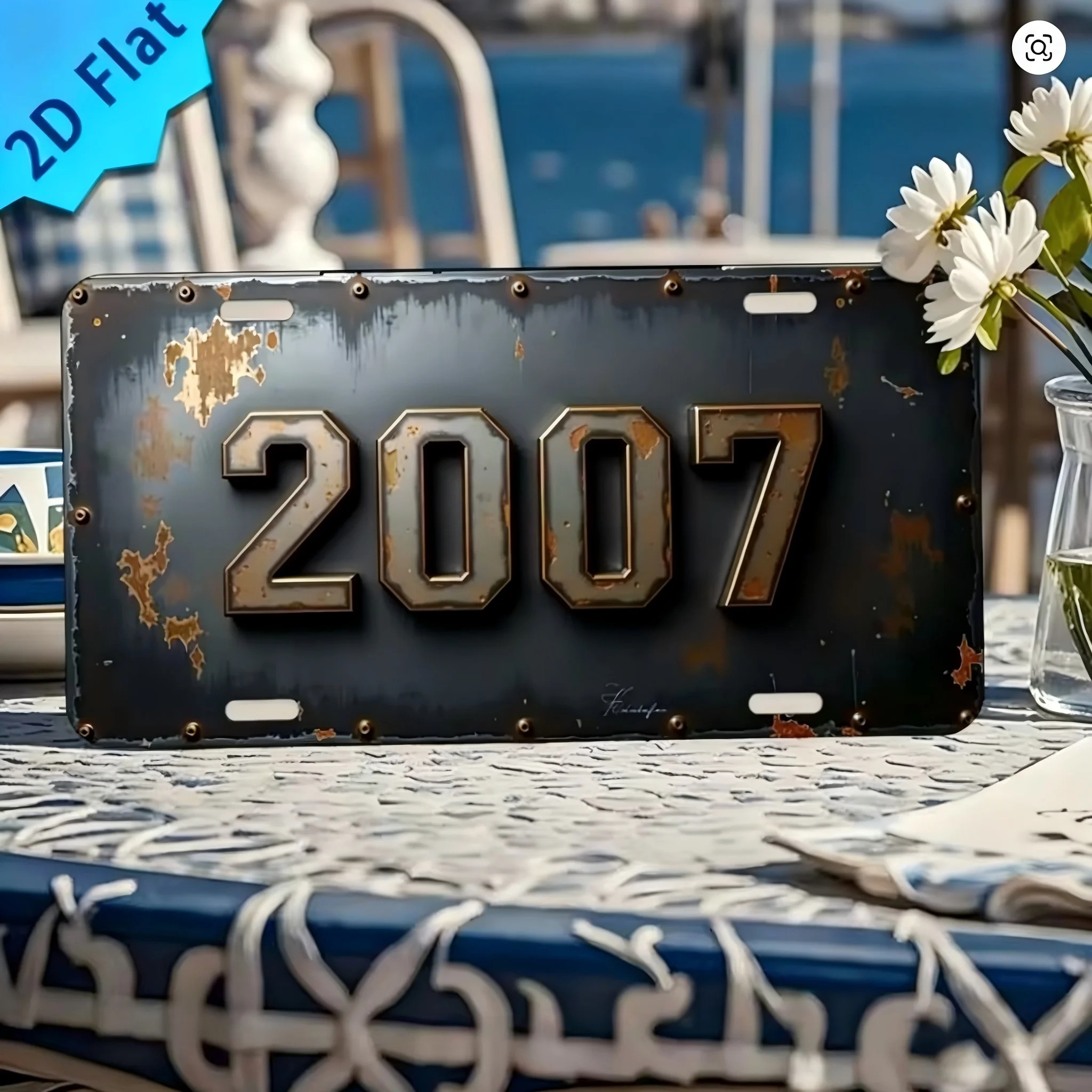 Classic Style Aluminum License Plate for Home Décor, Bars, and Cafés