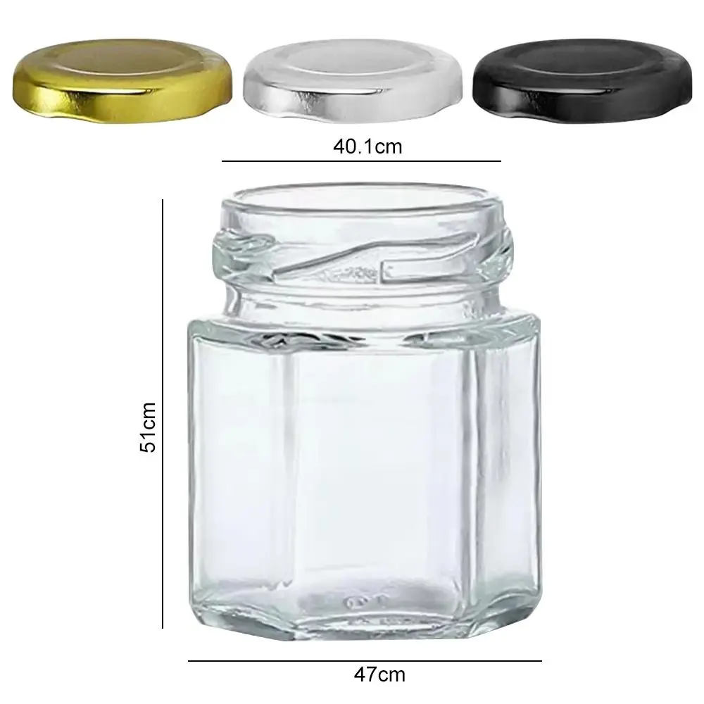 45ml Glass Jar with Lid Mini Honey Bottle Hexagonal Glass Jar Candy Bottle Portable Split Wedding Party Supplies