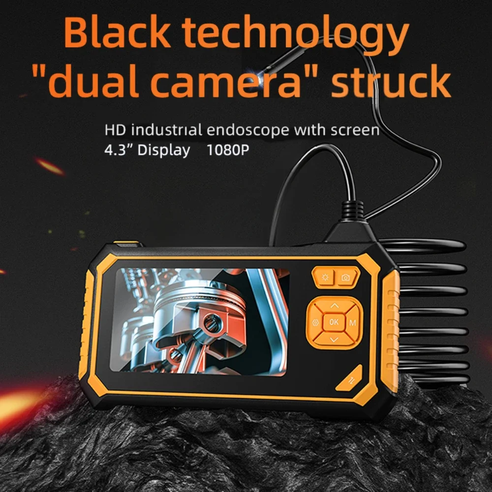 

Industrial Endoscope 4.3" Single Dual Lens Handheld Inspection Camera with Screen IP67 Waterproof 1080P Digital Video Borescope