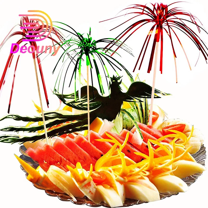 

100pcs disposable fruit dessert chopsticks bar party tableware cocktail picks fireworks cake toothpicks for wedding decoration