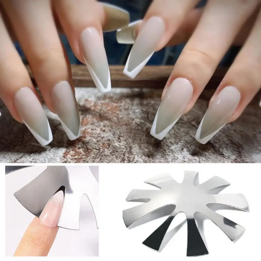 1 Pz A Forma Di Mandorla French Edge Trimmer 9 Dimensioni Easy Smile V Line Manicure Cutter Acrilico Nail White French Nails Tips