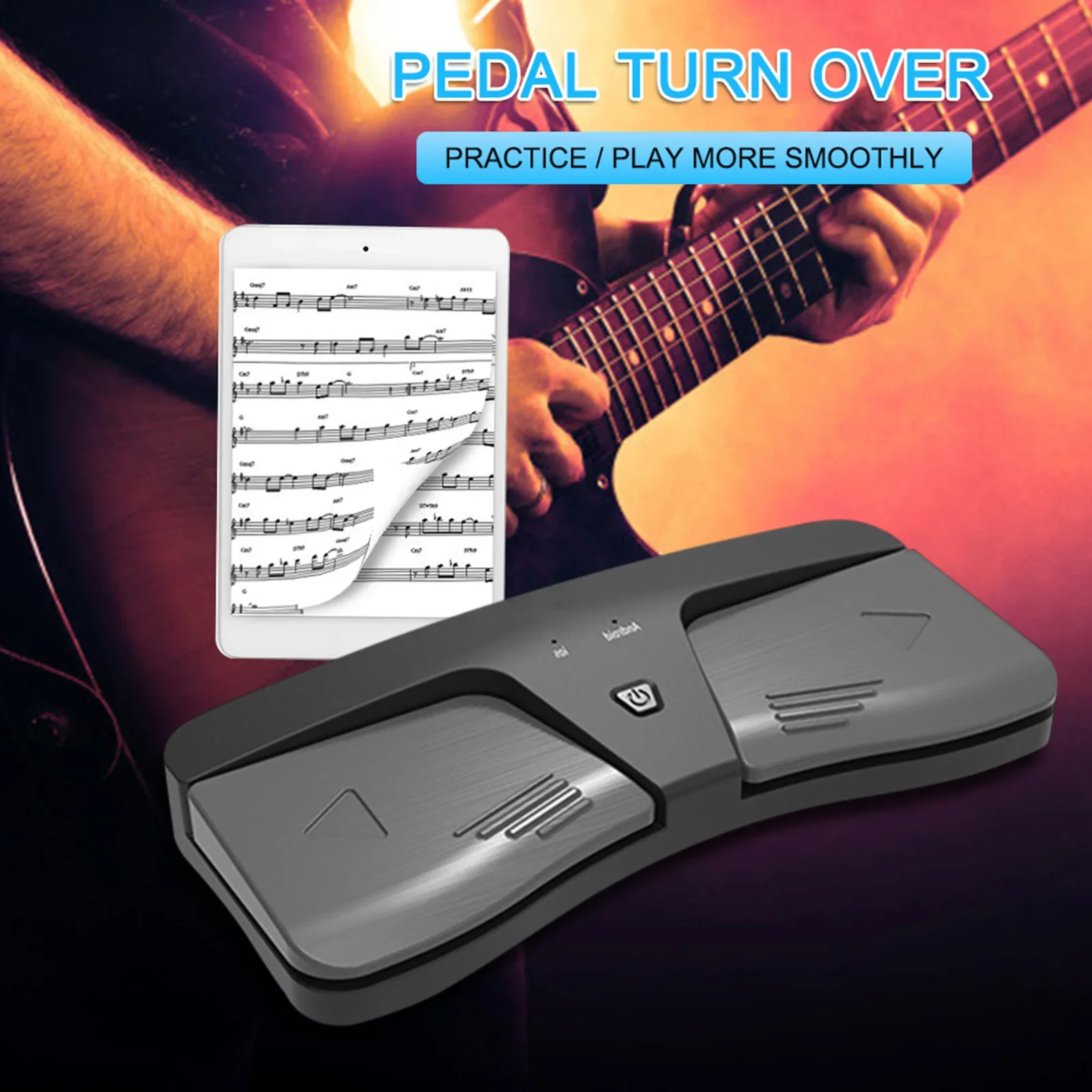 Wireless Page Turner Pedal Bluetooth-Compatible Foot Switch Spectrum Turner 2 LED Light Modes for iOS Android Phone Tablets