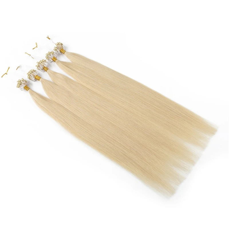 #613 Straight Micro Loop Hair Extension Human Hair Remy Extensions for Women Invisible Fishing Line Nanolink
