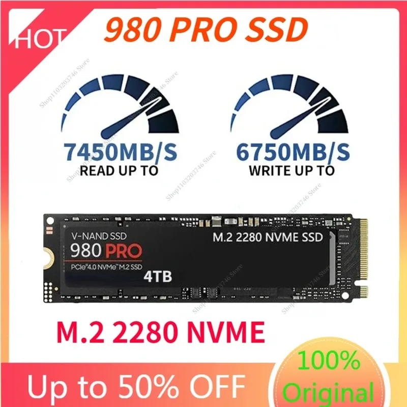 

100% Original 980PRO 8TB 4TB 2TB 1TB NVMe SSD PCIe Gen 4.0 x 4 M.2 2280 Internal Solid State Disk for Laptop PS5 Desktop Laptop