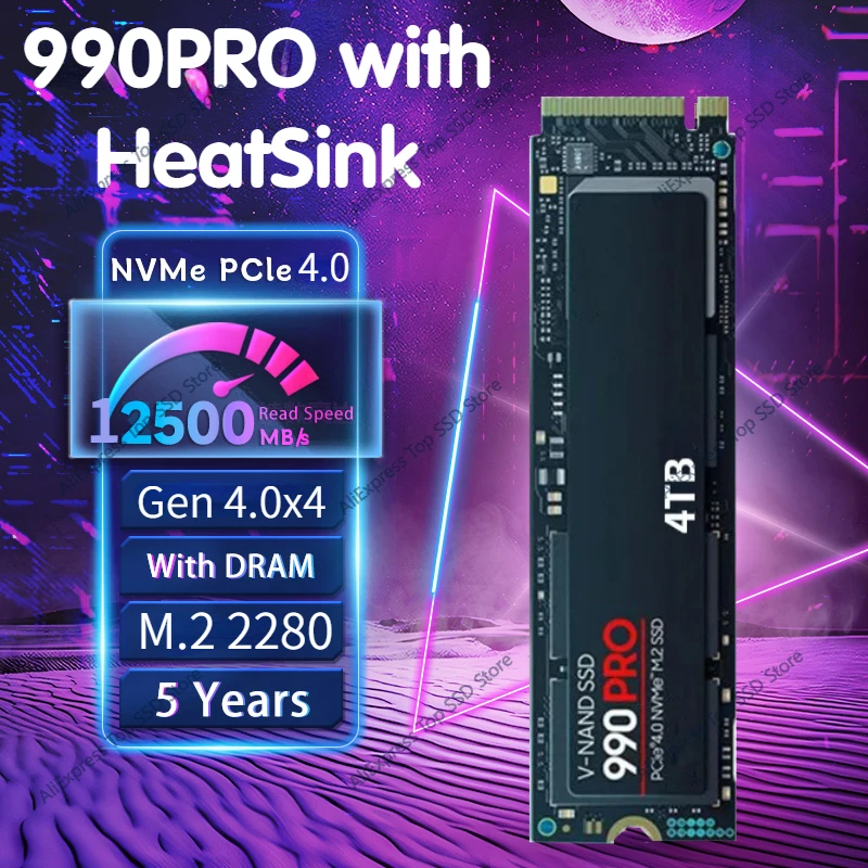 

990PRO ssd nvme m2 256GB M.2 2280 PCIe 3.0 TLC Internal Solid State Drives Playstation5 For Laptop Desktop Hard Disk 12500MB/s