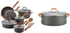 Ray Cucina Dishwasher Safe Hard Anodized Nonstick Cookware Pots and Pans Set, 12 Piece, Gray with Orange Handles 2